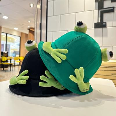 New Cute Big Eyes Frog Bucket Hats Outdoor Foldable Sun Fishing Cap Women Lady Summer Cotton Wild Panama Hats