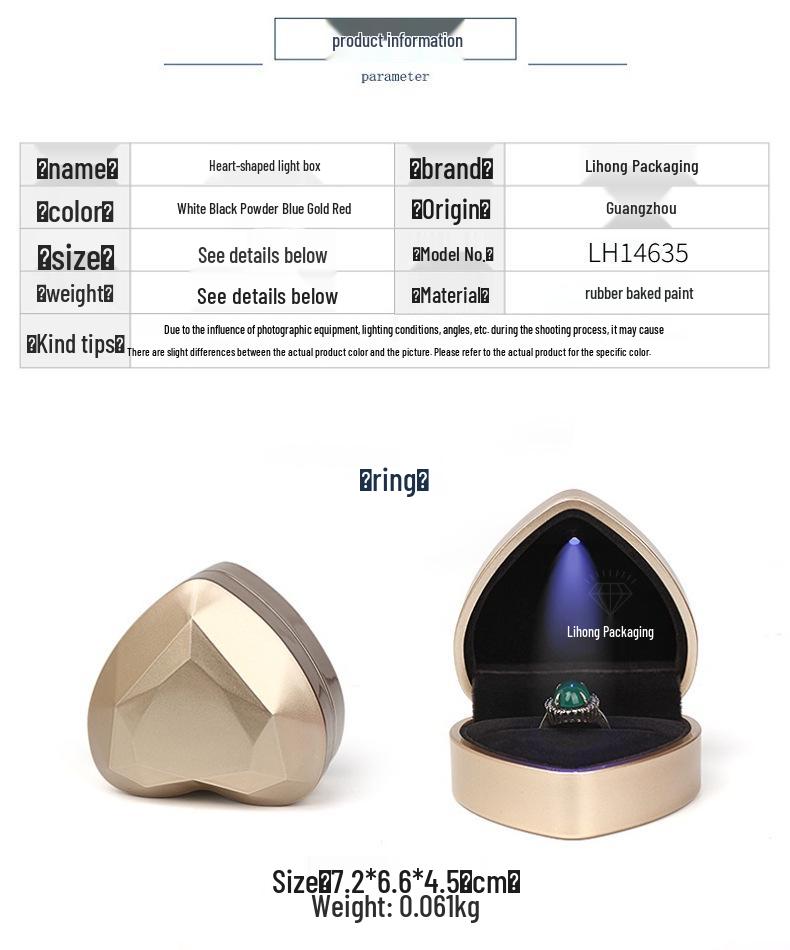Herzförmige Leuchtende Schmuckschatulle: Luxuriöse beleuchtete Ring- & Halsketten-Box