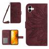 HT04 For Samsung Galaxy A06 4G Case PU Leather Sunflower Imprint Phone Cover with Long Strap