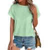 Women's Fashion Color Round Neck Loose Short Sleeved Pullover T-shirt Top