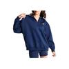 Adidas Alphabet Logo Print Half-Zip Pullover Sweatshirt Women Tops Navy II0747