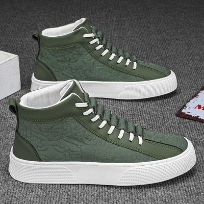 Moda Retro Yeşil Erkek Yüksek Bilekli Kanvas Spor Ayakkabılar Hip Hop Tasarımcı Kanvas Ayakkabılar Erkek Düz Platform Spor Ayakkabılar Erkek Kaykay Ayakkabıları