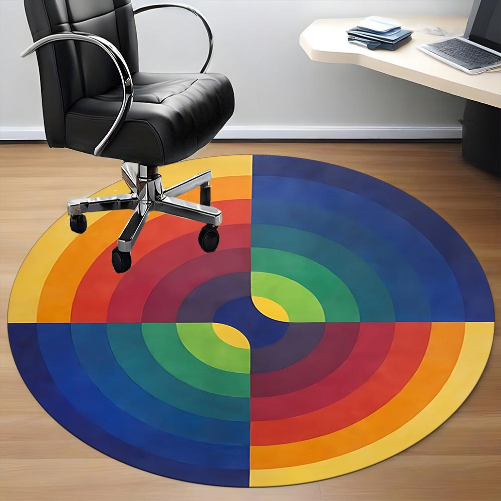1pc Color Wheel Chair Carpet for Office Non-Slip, Lightweight, Machine Washable Rug for Office, Room - Holiday Decoryy251016005