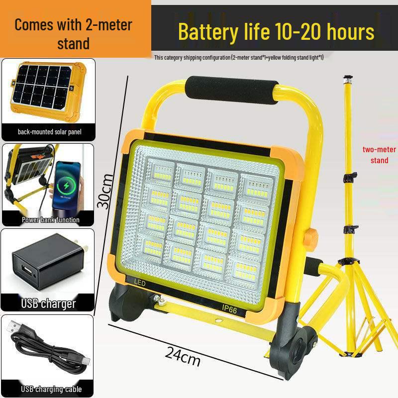 Rechargeable Solar LED Flashlight: High Power, Long Range, Waterproof, with Side Light & Remote Control.