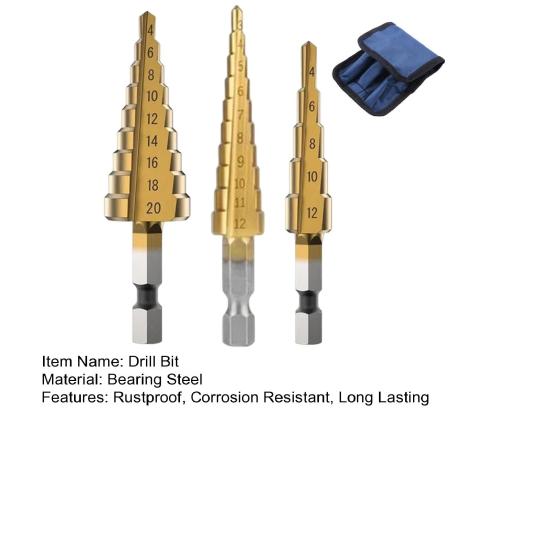 Set Burghie cu Coadă Hexagonală Acoperite cu Titan Design Canelură Dreaptă Rezistent la Rugină Rezistență Ridicată Kit Burghie pentru Lemn DIY