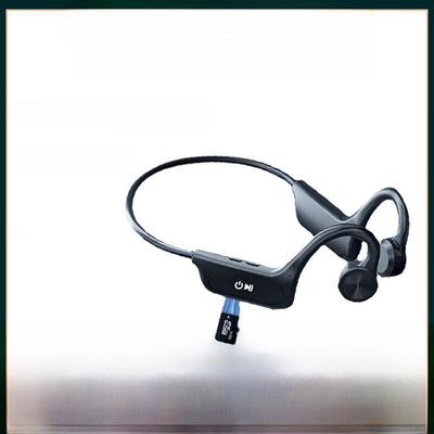 Wasserdichtes kabelloses Bluetooth-Headset mit Knochenleitung und Speicherkartensteckplatz für den Sport – kompatibel mit iOS und Android.