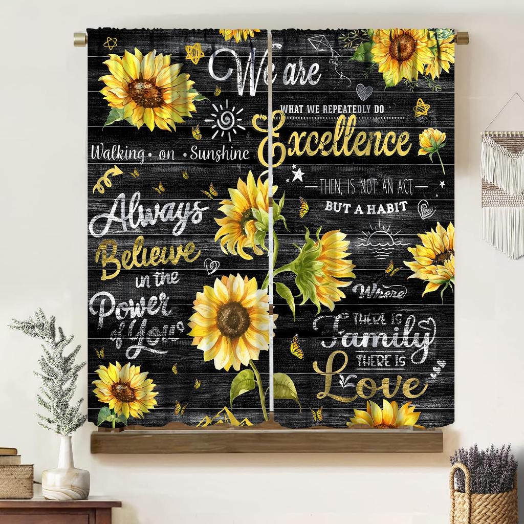 Verdunkelnde Sonnenblumen-Vorhänge Lustiger Gelber Ton Geometrie Wabenmuster Floral Nahtloses Muster Fensterdekorationen Vorhang Modern Polyester Mit Stange