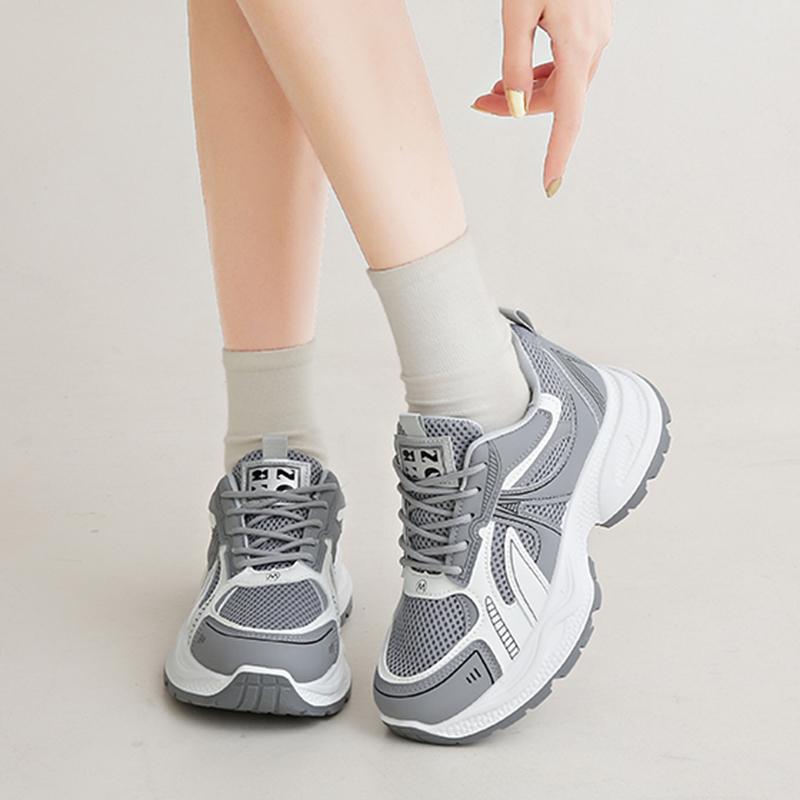 Fashion Thick Bottom Breathable Mesh Sneakers Women 2025 New Lace Up Platform Sport Shoes Woman Non Slip Ladies Fitness Vulcanize Shoes