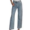 Women's Full Diamond Washed High-Waisted Straight-Leg Denim Pants