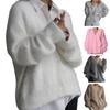 Women Knitting Coat V-Neck Long Sleeve Solid Color Single Breasted Sweater Coat Loose Fit Stretchy Outwear