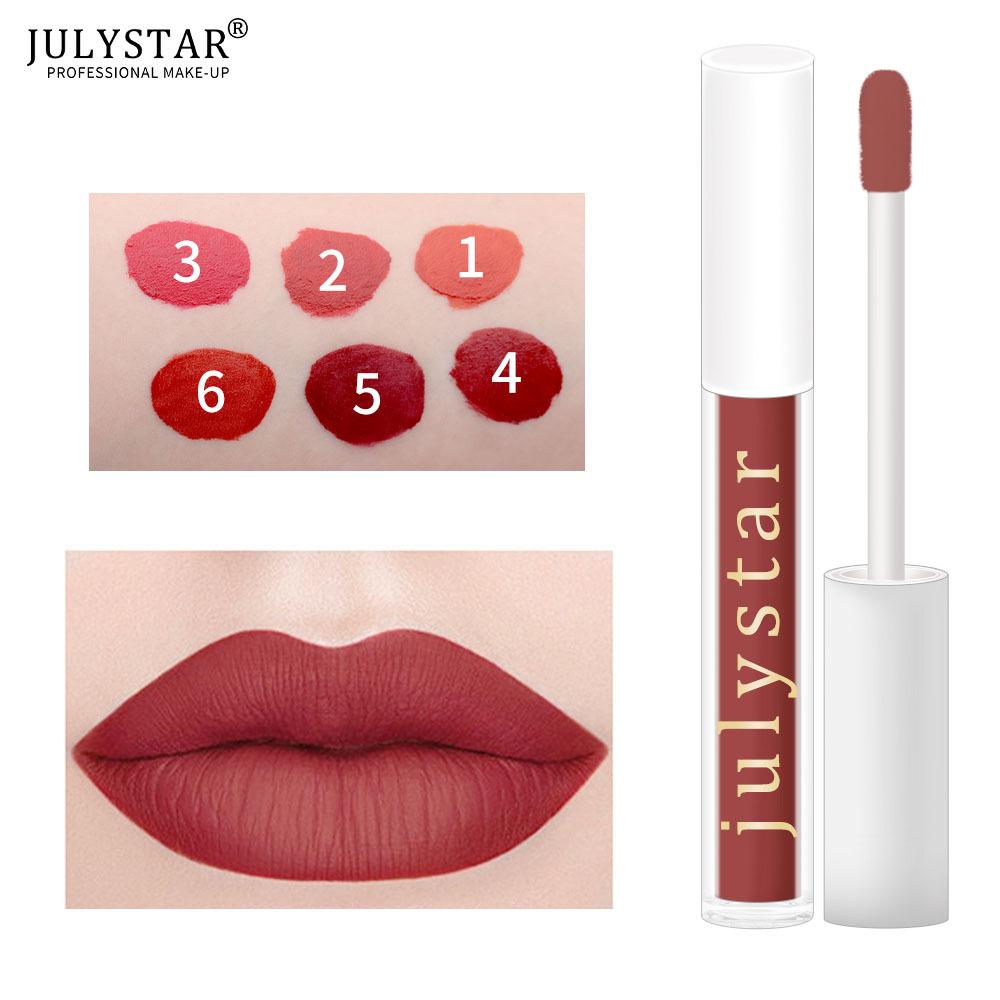 Julystar Lip Glaze ist nicht leicht zu verblassen und klebt nicht am Becher, feuchtigkeitsspendender matter leichter Lipgloss Make-up