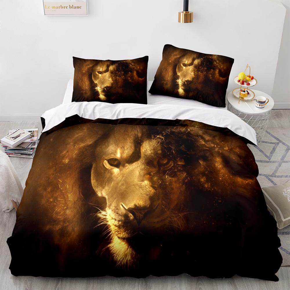 Beast Lion Bedding Set Single Twin Full Queen King Size Animal Bed Set Aldult Kid Bedroom Duvetcover Sets 3D Print 030