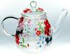 NEKO Nyago Heat-Resistant Glass Teapot, Approx. 530ml (with Tea Strainer), Flower and Cat Design, Cute Gift for Humans, White Day, Birthday, NKH-1009