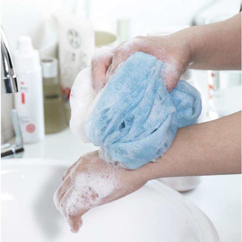 Thickened Bath Towel & Mud Scrubbing Three-Piece Set with Long Back Scrubber & Decontamination Bath Ball
