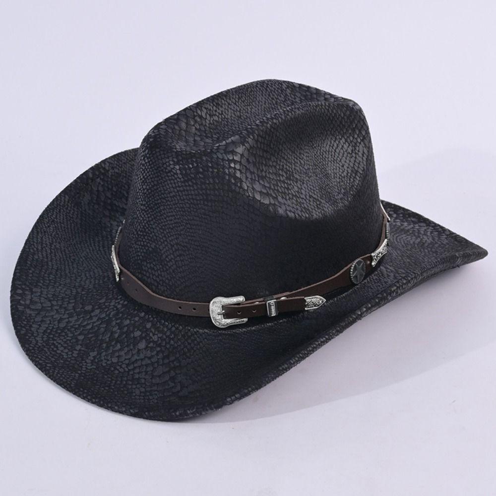 Wide Brim Cowgirl Jazz Hat Serpentine Visor Caps Gentleman Knight Hat  Outdoor