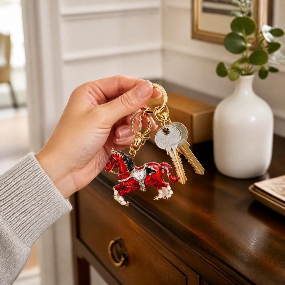 Exquisite Crystal Horse Keychain Rhinestone Studded Pony Keyring Horse Shape Charm For Women