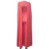 Elegant European Style Autumn/Winter Women's Evening Gown - Solid Color, Pleated, Round Neck, Waist-Cinched Skirt
