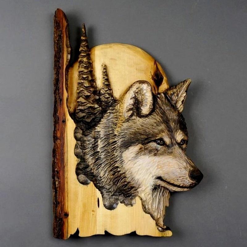 Animal Carving Handcraft Gift Wall Hanging Decor Handmade Wood Handicraft for Wild Nature Lover House Decoration
