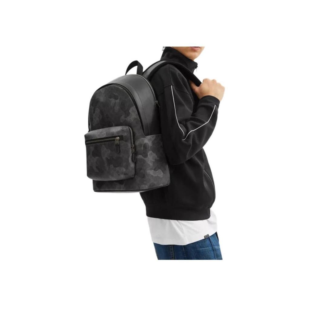 Coach 32 Classic Logo Camouflage Print Smooth Calfskin Backpack Large Men Backpack Gray CW311-QBGRM
