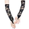 Elegant Lace Fingerless Rose Flower Gloves for Women Vintage Long Gloves for Parties and Evening Event Cosplay Props