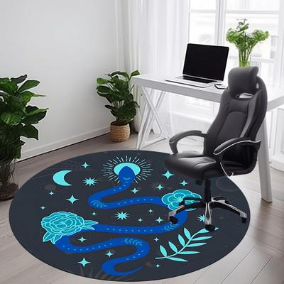 1 Stück Schlange Blumen Büro Runder Teppich, Matte Geeignet Für Büro, Unter Bürostühlen Schlafzimmer Wohnzimmer Heimdekoration, Zimmer Deko