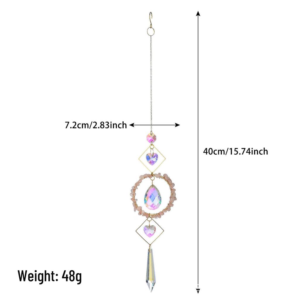 Crystal Sun Catcher Pendant with Wind Chime and Natural Stone