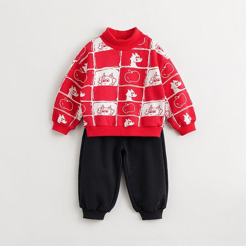 Mark Jenny Boys  Little Dragon High Collar Sports Suit Children s Two-Piece Set New Year Red Winter Outfit 232095 New Year Little Dragon Man All-Over Print 100