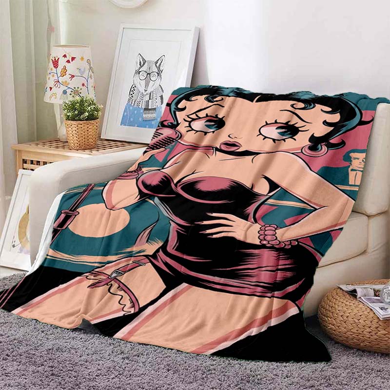2026 New Model Cartoon B-Bettyy-Boopp Blanket Flannel Sofa Bed Warm Plush Office Comfortable Portable Gift Picnic Blanket