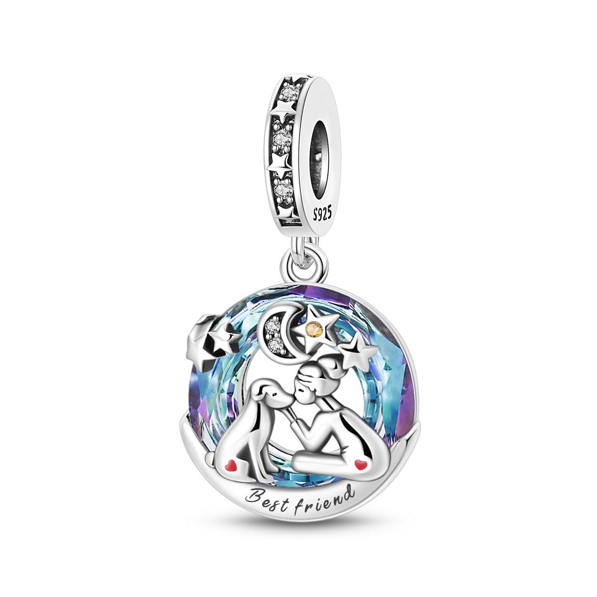 

Классическое медное кольцо-ангел, подвеска-шарм «Звезда, луна и мир во всем мире», подходит для оригинального браслета, для друга, особенное украшение