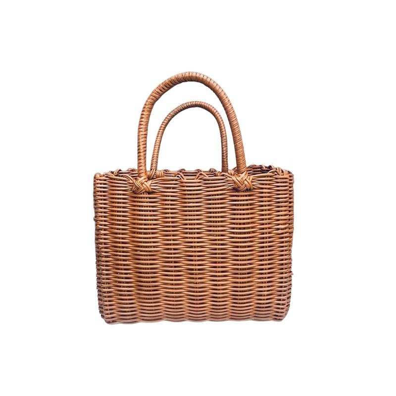 

Practical Handwoven PVC Camping Basket Ideal For Picnics Travel And Grocery Shopping Lightweight Design (20cm Max Length 30cm) кофейный
