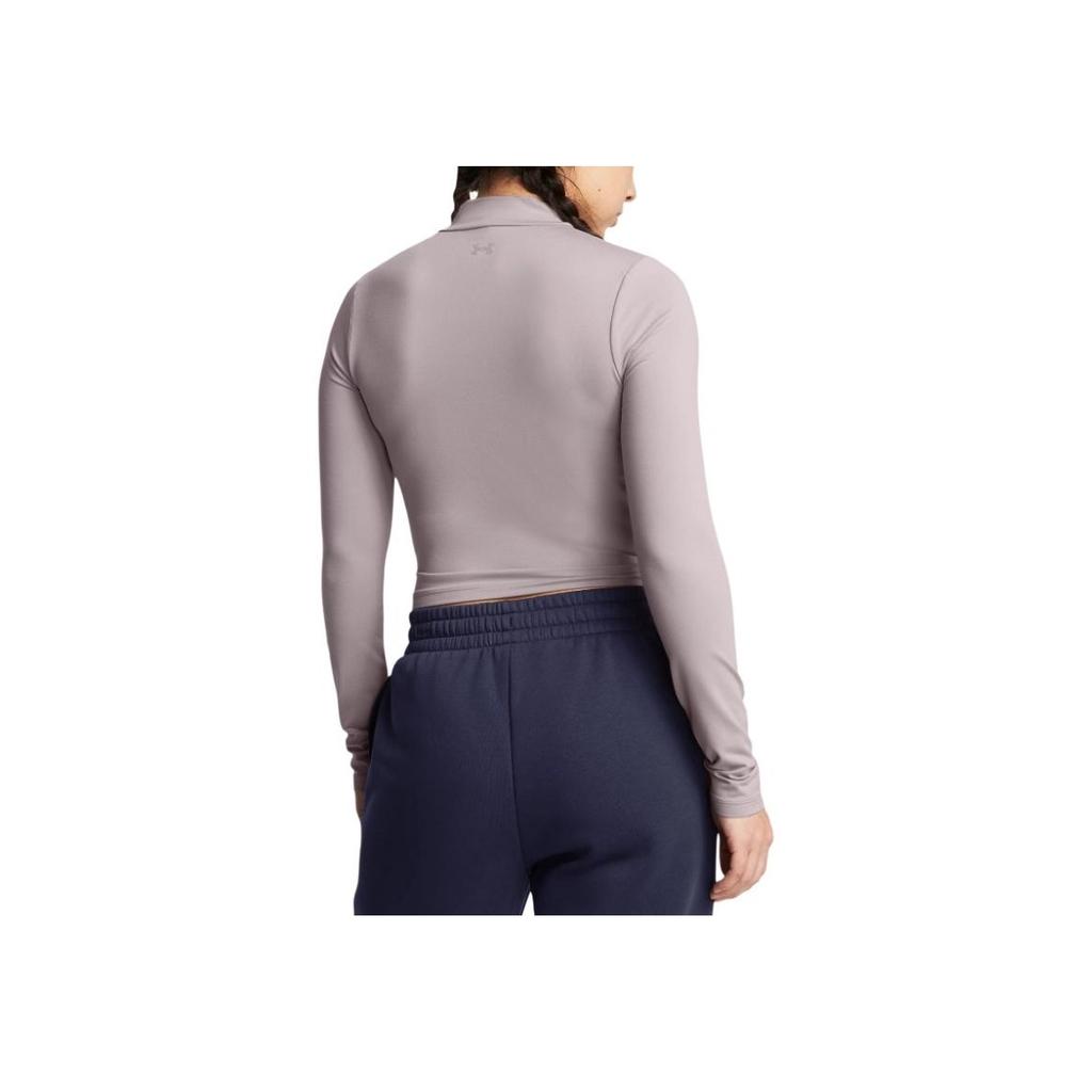 Under Armour Meridian Fashion Comfortable Quick-Dry Pullover Long Sleeve Cropped Regular T-Shirt Women Tops Lithe-Gray 1380773-015