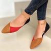 Neue Damen-Flats Mischfarben Rot Flats Schuhe Damen Slip on Flacher Komfort Faltbare Spitzkopf Canvas Flache Freizeitschuhe