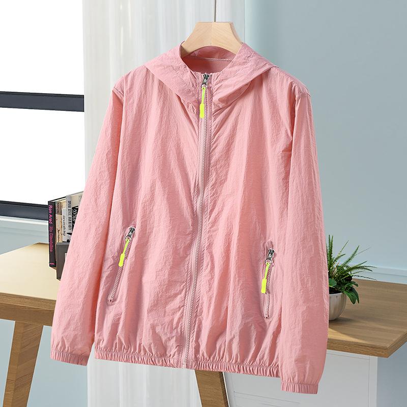 Summer Men Women Sun Jacket Waterproof Quick Dry Windbreaker Hooded Fishing Hunting Clothes Full Zipper Side Pockets Jacket
