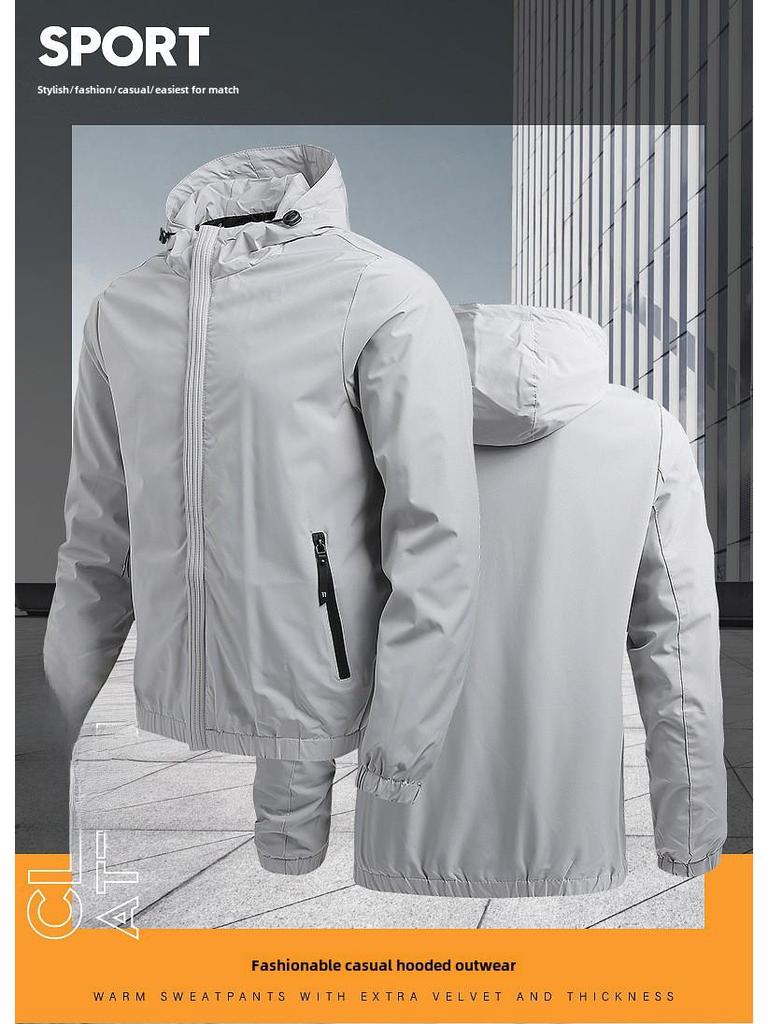 Men's Korean Style Casual Baseball Jacket with Hood - Solid Color, Trendy, Customizable