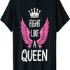 Kämpfe wie eine Königin Brustkrebsaufklärung Rosa Schleife Damen T-Shirt