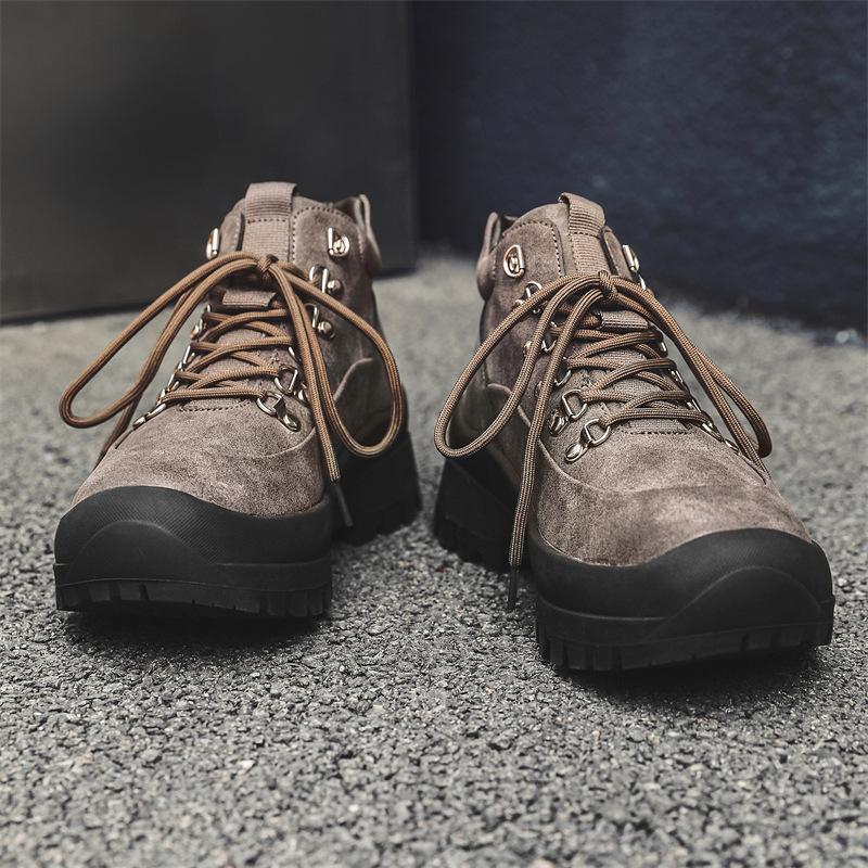 Fashion men's casual desert boots cow suede leather shoes cowboy tooling work boot stage nightclub spring autumn platform ankle botas