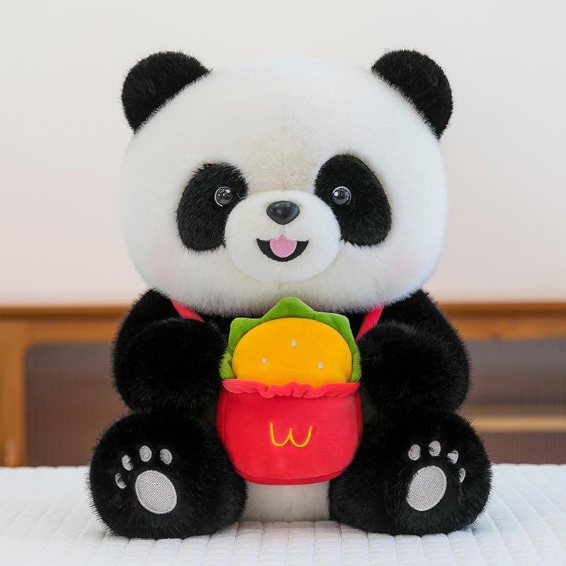 Cute Umbrella Panda Doll Holding Apple Simulation Panda Doll Children's Doll Giving Children Gifts