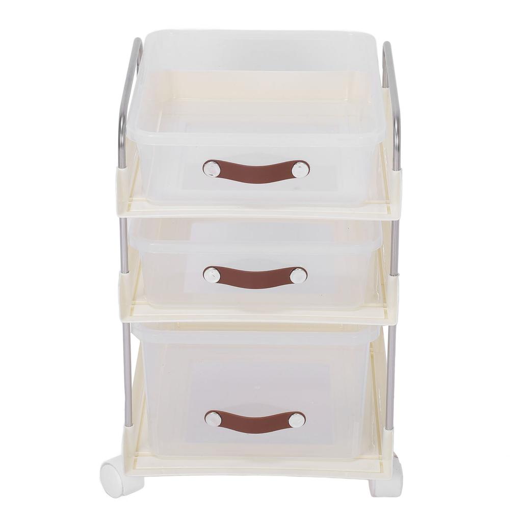 Rolling Utility Cart with Drawers PP Clear Mobile Utility Storage Cart with Lockable Wheels for