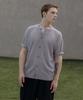 Decoroso Linen-Like Round Neck Short Sleeve Knit Cardigan [Gray]