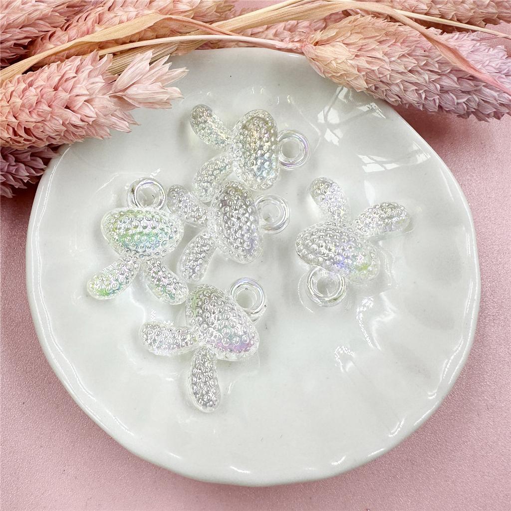 Jewelry Accessories Hanging Hole Exquisite Transparent DIY Bracelet Pendant Acrylic 17.5*21mm Colorful 5Pcs Rabbit Head Beads Plated UV