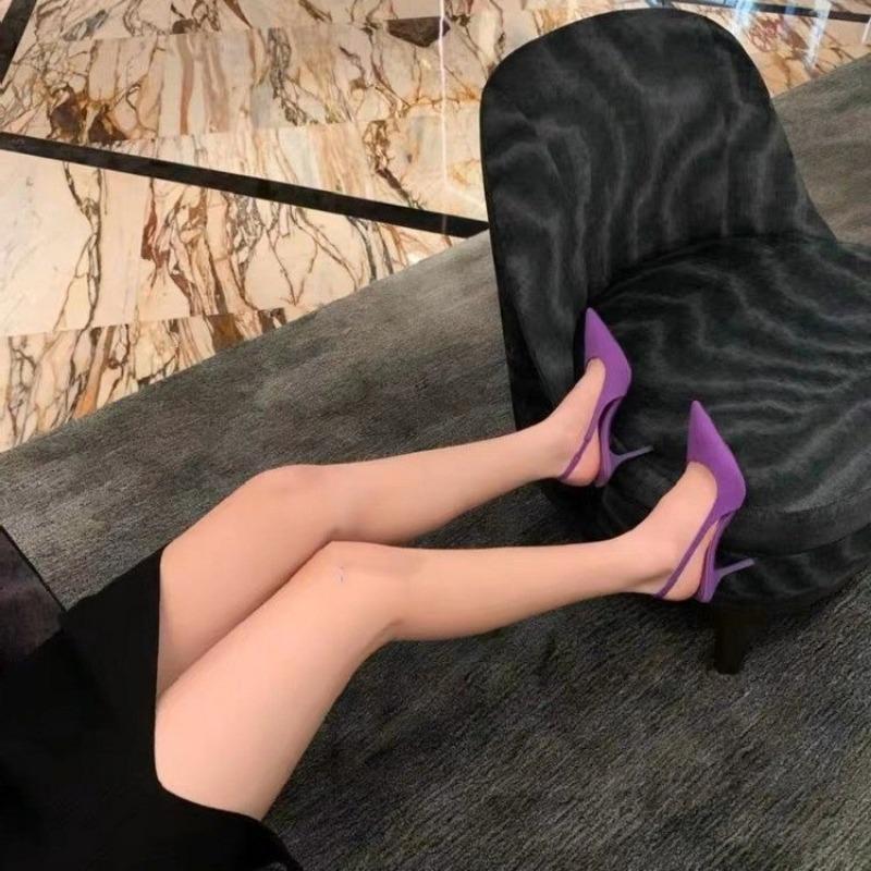Women's Shoes High-heeled Sandals Bag Head Empty Rear Strap New Shallow Pointed Single Shoes Stiletto High Heels Women
