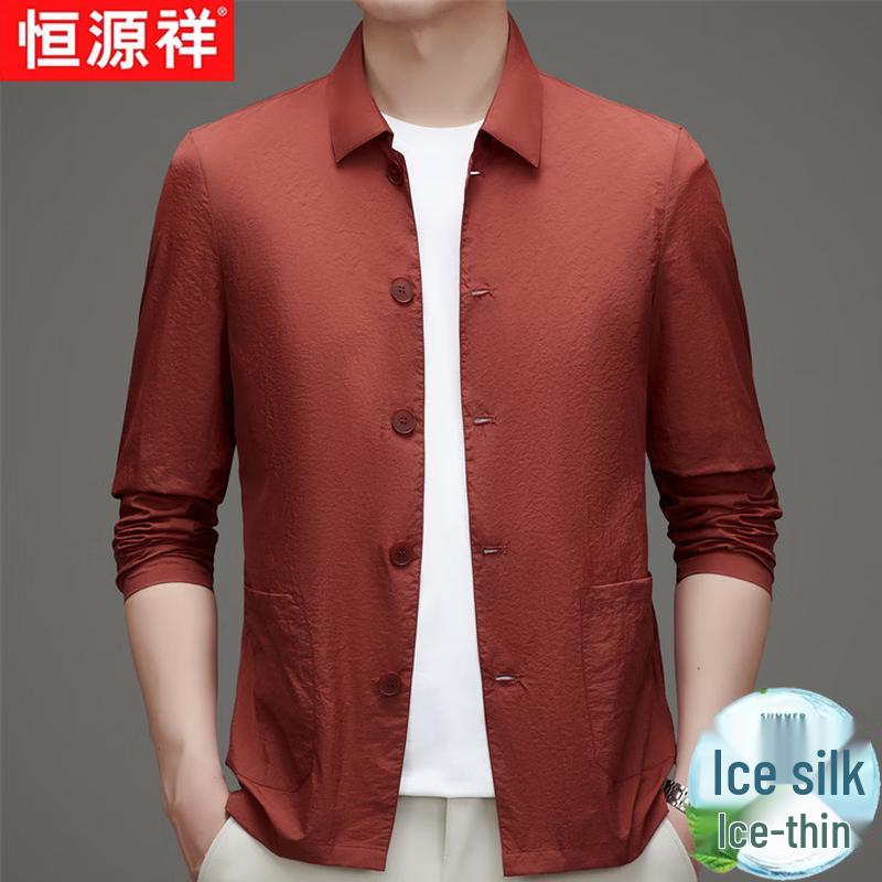 

Hengyuanxiang Men s Breathable Casual Lapel Long-Sleeved Jacket M