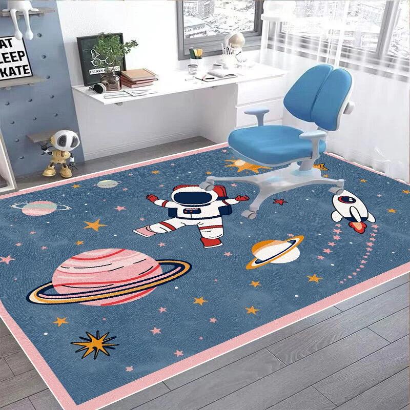 Tappeti Cartone Animato Astronauta Spaziale per Soggiorno Camera dei Bambini Tappetino da Gioco Lavabile Antiscivolo Tappeti per Camera da Letto Bambini Guardaroba