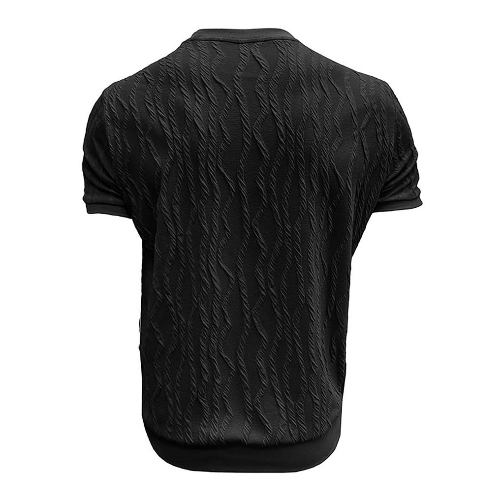 Men's Summer Casual Short Sleeve T-shirt Round Neck Knitted Shirt