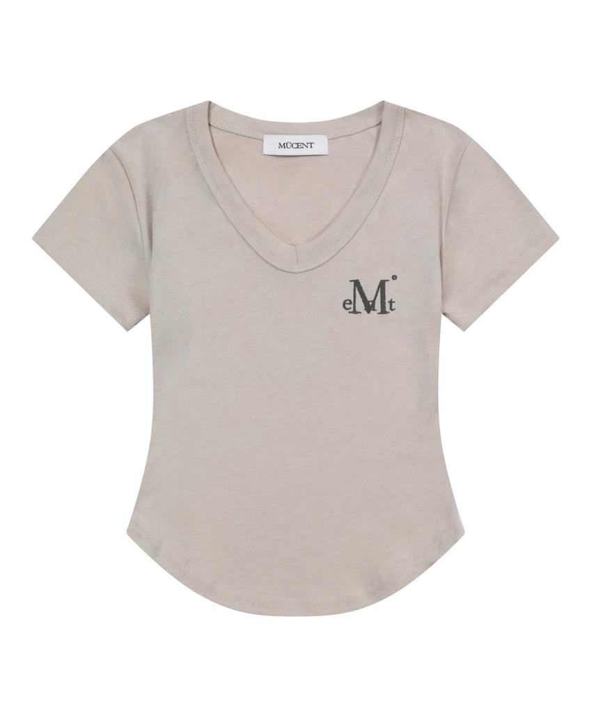 Mucent Bellin V-Neck Cropped Rolled Short Sleeve T-Shirt (5 Colors)