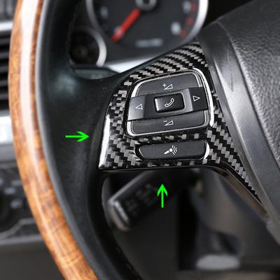 Car Carbon Fiber Interior Steering Wheel Panel Switch Button Cover Trim For VW Touareg 2011 2012 2013 2014 2015 2016 2017
