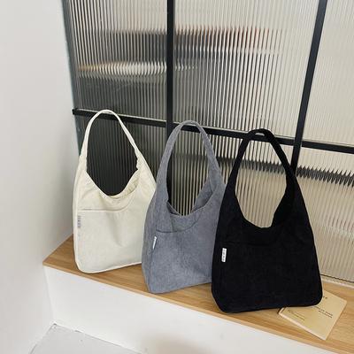 Leinwand Schulter Damen Einkaufstasche Cord Einfache Casual Große Kapazität Designer Handtaschen Für Frauen Reisen Solide Shopper Tasche