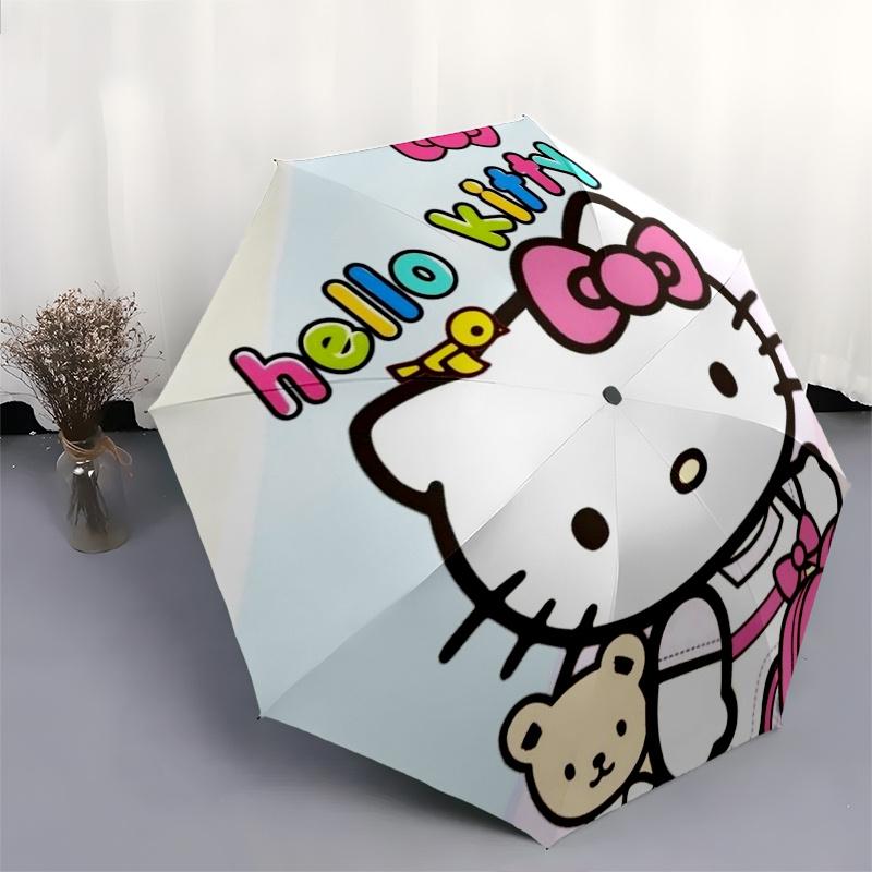Hello Kitty, Character Automatic opening and closing folding umbrella with 8-rib frame and compact travel design, perfect for all occasions