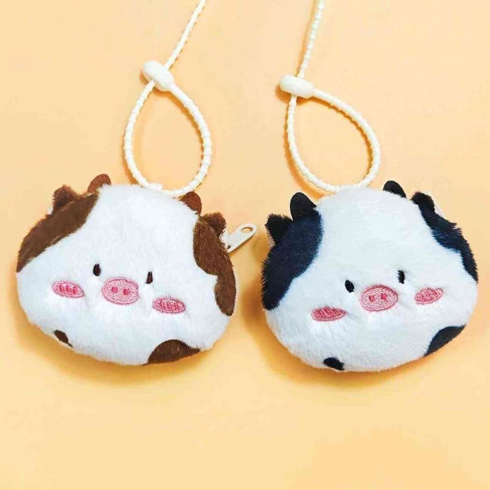 Raccoon Plush Coin Purse Cow Plush Wallet Pendant Headphone Bag Plush Earphone Bag  Change Storage