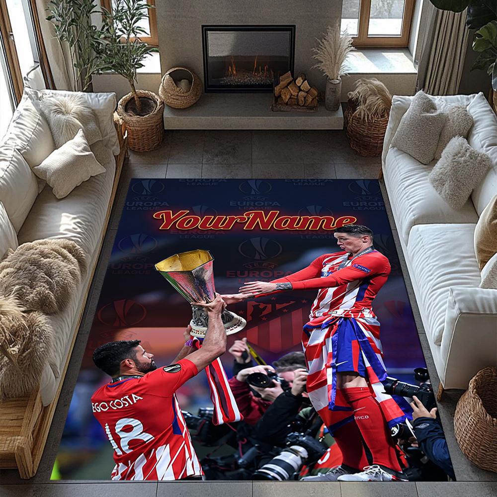 Atletico Madrid Customized Name Floor Rug Office Rug Design for Outdoor Decorate Room Playrooms Study Room Anti-slip Rug Decorate Offices